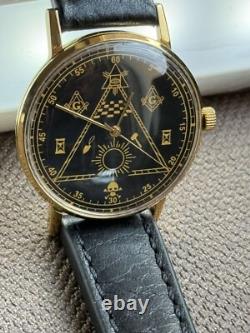 Watch Mechanical Poljot USSR Masonic Russian Soviet Deluxe Slim Men's Vintage