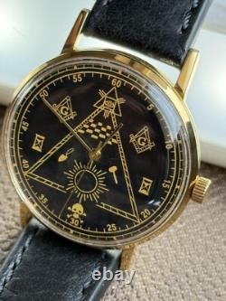 Watch Mechanical Poljot USSR Masonic Russian Soviet Deluxe Slim Men's Vintage