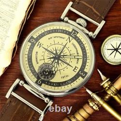 Watch Mechanical Wrist Compass Men's Russian Soviet USSR Molniya Strap, Vintage