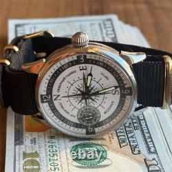 Watch Mechanical Wrist Molniya Compass Men's Russian Soviet USSR Strap Vintage