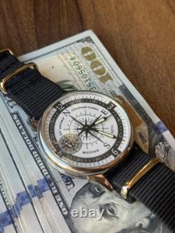 Watch Mechanical Wrist Molniya Compass Men's Russian Soviet USSR Strap Vintage