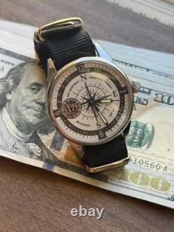 Watch Mechanical Wrist Molniya Compass Men's Russian Soviet USSR Strap Vintage