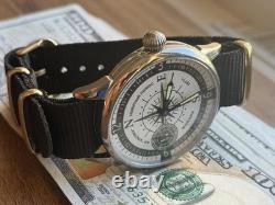 Watch Mechanical Wrist Molniya Compass Men's Russian Soviet USSR Strap Vintage