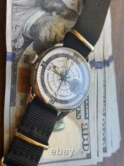 Watch Mechanical Wrist Molniya Compass Men's Russian Soviet USSR Strap Vintage