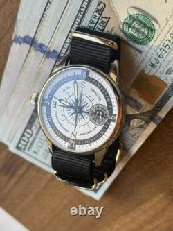 Watch Mechanical Wrist Molniya Compass Men's Russian Soviet USSR Strap Vintage