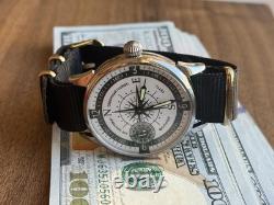 Watch Mechanical Wrist Molniya Compass Men's Russian Soviet USSR Strap Vintage