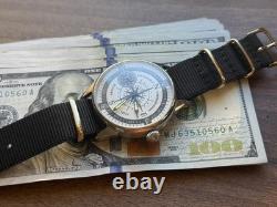 Watch Mechanical Wrist Molniya Compass Men's Russian Soviet USSR Strap Vintage