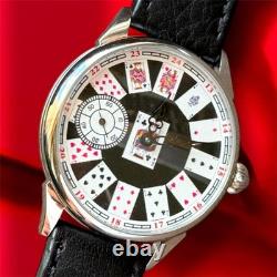 Watch Molniya Mechanical Playing Card Wrist Mens Russian Vintage USSR Strap Rare
