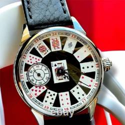 Watch Molniya Mechanical Playing Card Wrist Mens Russian Vintage USSR Strap Rare