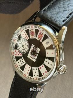 Watch Molniya Mechanical Playing Card Wrist Mens Russian Vintage USSR Strap Rare
