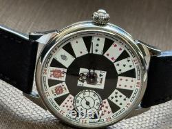 Watch Molniya Mechanical Playing Card Wrist Mens Russian Vintage USSR Strap Rare