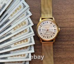 Watch Raketa 24h Automatic Wrist Gold Polar Mens Russian Dial Soviet USSR Strap