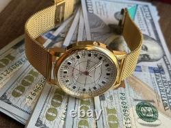 Watch Raketa 24h Automatic Wrist Gold Polar Mens Russian Dial Soviet USSR Strap