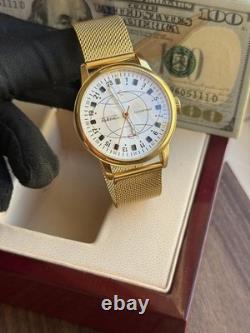 Watch Raketa 24h Automatic Wrist Gold Polar Mens Russian Dial Soviet USSR Strap