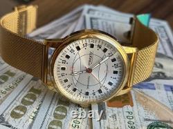 Watch Raketa 24h Automatic Wrist Gold Polar Mens Russian Dial Soviet USSR Strap