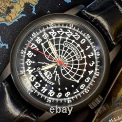 Watch Raketa 24h Automatic Wrist Men Soviet USSR Polar Day Russian Black Vintage