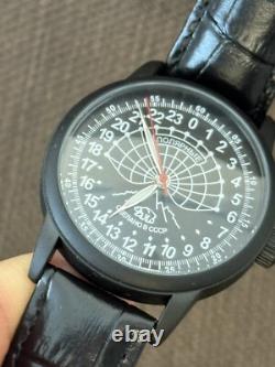 Watch Raketa 24h Automatic Wrist Men Soviet USSR Polar Day Russian Black Vintage