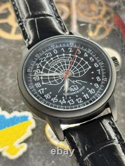 Watch Raketa 24h Automatic Wrist Men Soviet USSR Polar Day Russian Black Vintage