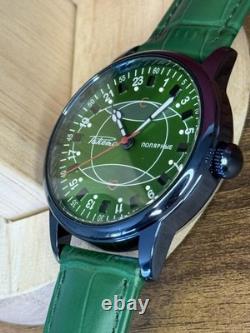 Watch Raketa 24h Automatic Wrist Polar Green Dial Mens Russian Soviet USSR Rare