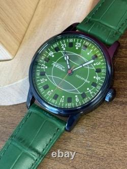 Watch Raketa 24h Automatic Wrist Polar Green Dial Mens Russian Soviet USSR Rare
