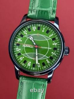 Watch Raketa 24h Automatic Wrist Polar Green Dial Mens Russian Soviet USSR Rare