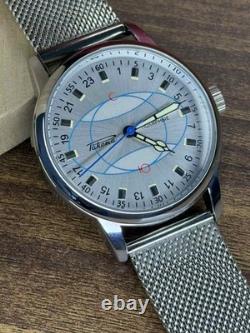 Watch Raketa 24h Mechanical Wrist Polar Mens Russian Soviet Vintage USSR Strap