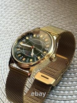 Watch Rakets 24h Automatic Wrist Polar Men Russian Green Dial Soviet USSR Strap