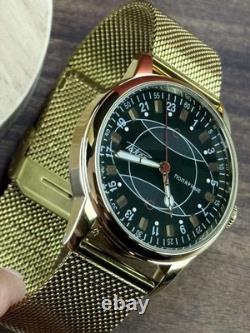 Watch Rakets 24h Automatic Wrist Polar Men Russian Green Dial Soviet USSR Strap