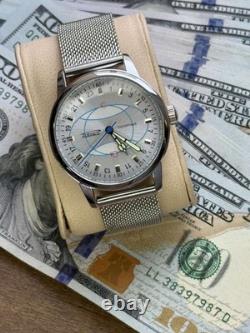 Watch Rakets 24h Mechanical Wrist Polar Silver Men NEW Russian Soviet USSR Strap
