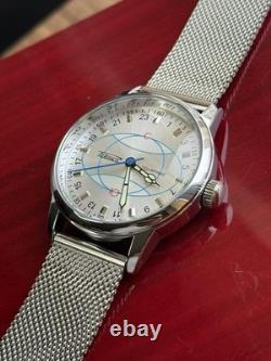 Watch Rakets 24h Mechanical Wrist Polar Silver Men NEW Russian Soviet USSR Strap