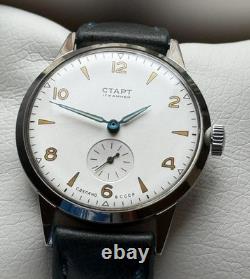 Watch Start Mechanical Wrist Classic Mens Russian Leather Soviet USSR Strap Rare