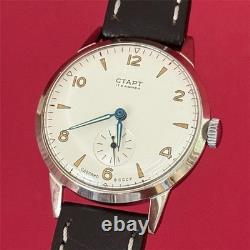 Watch Start Mechanical Wrist Classic Mens Russian Leather Soviet USSR Strap Rare