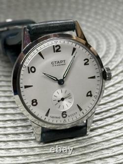 Watch Start Mechanical Wrist Classic Mens Russian Leather Soviet USSR Strap Rare