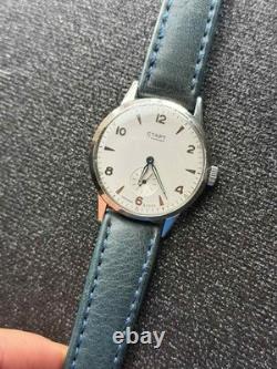 Watch Start Mechanical Wrist Classic Mens Russian Leather Soviet USSR Strap Rare