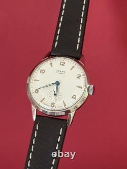 Watch Start Mechanical Wrist Classic Mens Russian Leather Soviet USSR Strap Rare