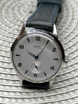 Watch Start Mechanical Wrist Classic Mens Russian Leather Soviet USSR Strap Rare
