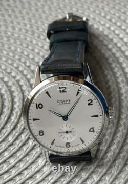 Watch Start Mechanical Wrist Classic Mens Russian Leather Soviet USSR Strap Rare