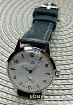 Watch Start Mechanical Wrist Classic Mens Russian Leather Soviet USSR Strap Rare