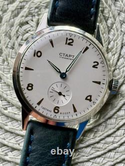 Watch Start Mechanical Wrist Classic Mens Russian Leather Soviet USSR Strap Rare