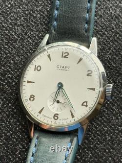 Watch Start Mechanical Wrist Classic Mens Russian Leather Soviet USSR Strap Rare