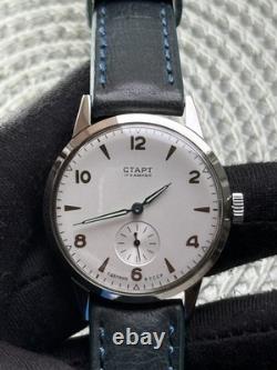 Watch Start Mechanical Wrist Classic Mens Russian Leather Soviet USSR Strap Rare