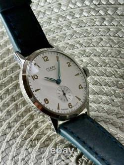Watch Start Mechanical Wrist Classic Mens Russian Leather Soviet USSR Strap Rare