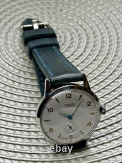 Watch Start Mechanical Wrist Classic Mens Russian Leather Soviet USSR Strap Rare