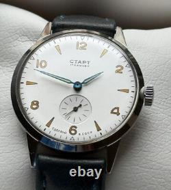 Watch Start Mechanical Wrist Classic Mens Russian Leather Soviet USSR Strap Rare