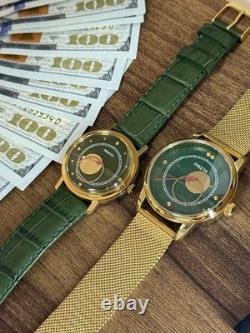 Watches Mechanical Copernic Soviet USSR Russian Raketa Men Moon Sun Golden Pair