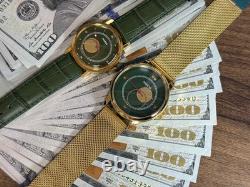 Watches Mechanical Copernic Soviet USSR Russian Raketa Men Moon Sun Golden Pair