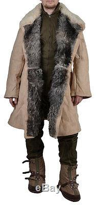 White sheepskin 100% coat jacket ORIGINAL military man fishing USSR Russian army