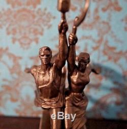 Worker and Kolkhoz Woman Soviet USSR Bronze Statue Russian Figurine rare vintage