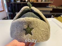 Wwii Soviet Russian M1935 Winter Ushanka Hat & Star-size Medium 3, 58-59