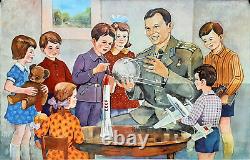 Yuriy Gagarin & Soviet Children Ussr Space Cosmos Satellite Aeroflot Poster